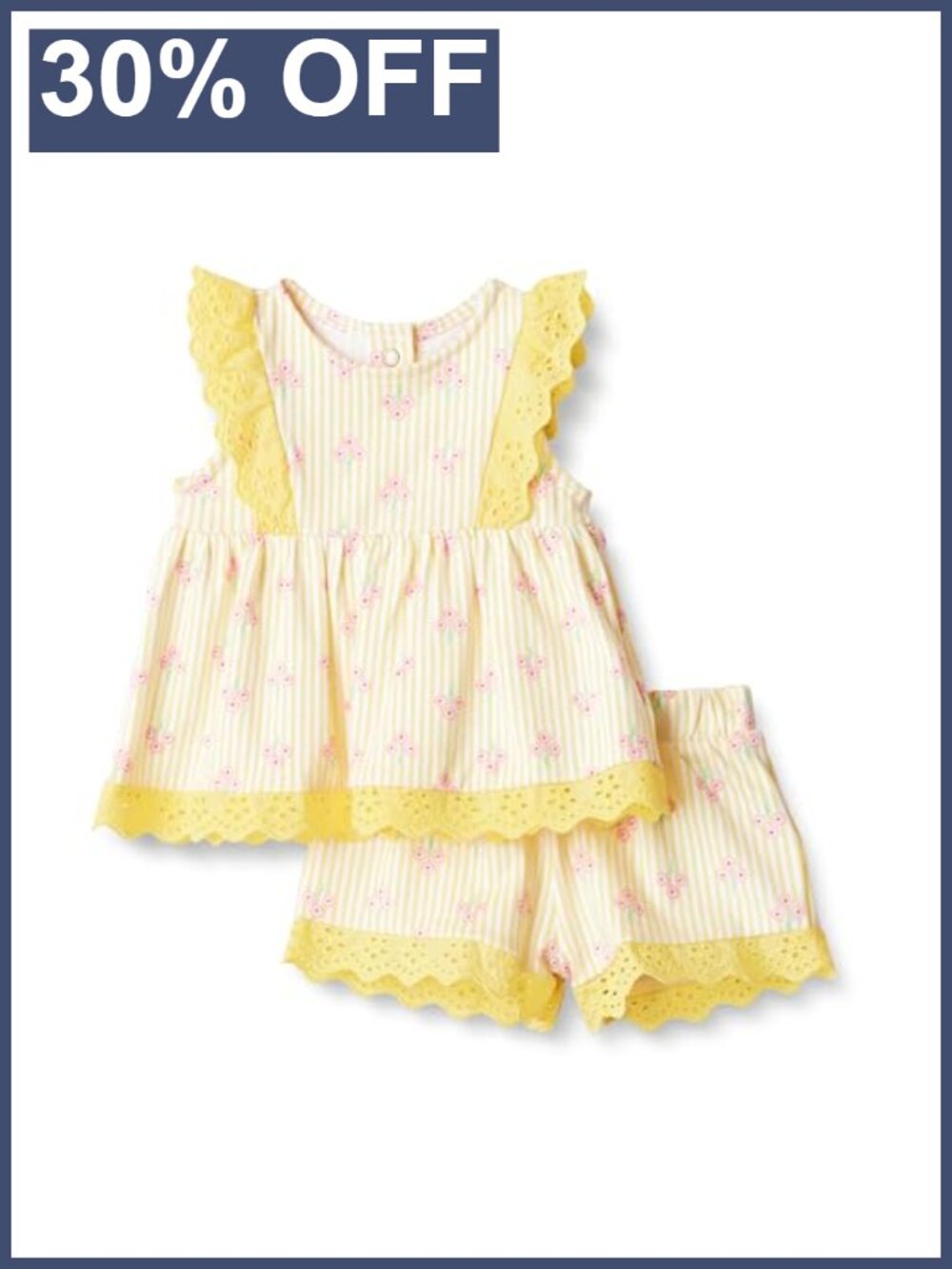 Girls Cotton Eyelet Top & Shorts Play Set, Relaxed Fit